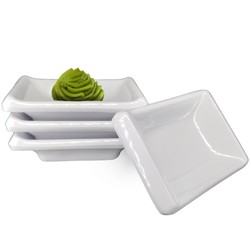 Happy Sales  Melamine Sauce Dipping Bowls  Sauce Dishes  Set of 4 pc Tetragon (White) - Image 1