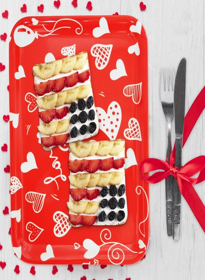SENONAPO 5 Pcs Valentine' s Day Serving Trays 13 x 10 Inch Melamine Heart Decorative Platter Reusable Serving Dishes Red Dessert Trays for Party Decorations Supplies - Image 5