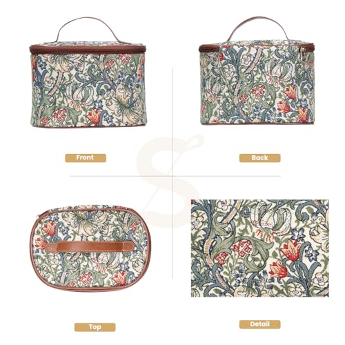 Signare Tapestry Toiletry Bag Makeup Organizer bag for Women with with William Morris Golden Lily Design (TOIL-GLILY) - Image 2