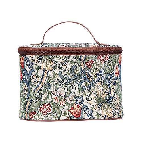 Signare Tapestry Toiletry Bag Makeup Organizer bag for Women with with William Morris Golden Lily Design (TOIL-GLILY) - Image 1
