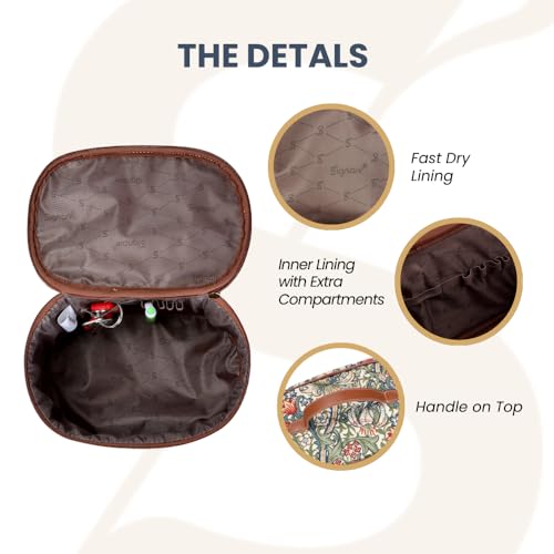 Signare Tapestry Toiletry Bag Makeup Organizer bag for Women with with William Morris Golden Lily Design (TOIL-GLILY) - Image 4