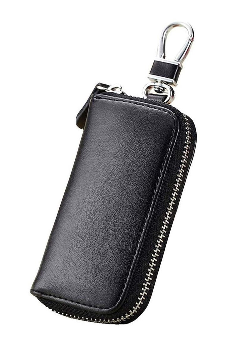 SYOSI PU Leather Car Key Case Car Smart Key Chain Coin Holder Smart Key Holder Protection Car key Chain Bag Auto Remote Keyring Wallet Key Wallet Card Wallet Leather Wallet Black  - Image 1