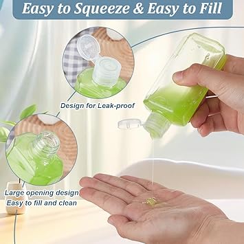 BENECREAT BENECREAT 12Pcs 100ml Plastic Shampoo Bottle with Flip Cap Clear Empty Hand Sanitizer Bottles Plastic Refillable Bottles for Shampoo Body Soap Toner and Lotion - Image 4