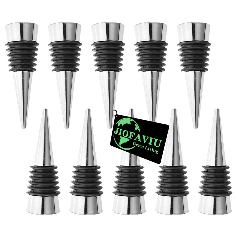 JIOFAVIU 10 Pcs Wine Bottle Stopper Set Kit Resin Wine Bottle Stoppers Molds Set Accessories Wine Stopper for Silicone Molds Epoxy Resin Metal Silver