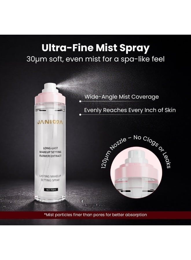 JANIWA Vegan Makeup Setting Spray – Matte Finish, Long-Lasting Makeup Fixer with Oil Control & Flower Extract (110ml) - Image 4