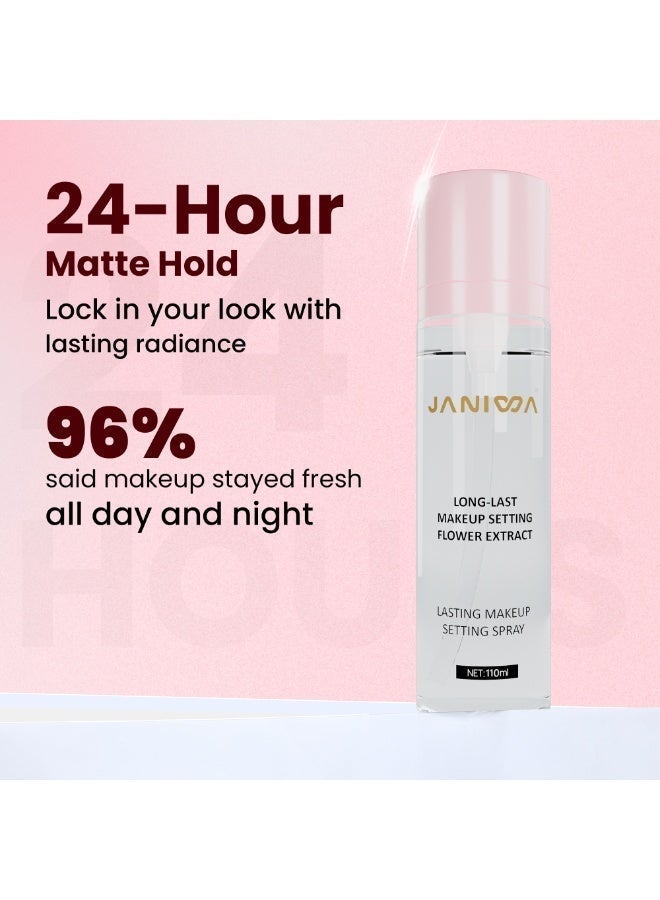 JANIWA Vegan Makeup Setting Spray – Matte Finish, Long-Lasting Makeup Fixer with Oil Control & Flower Extract (110ml) - Image 5