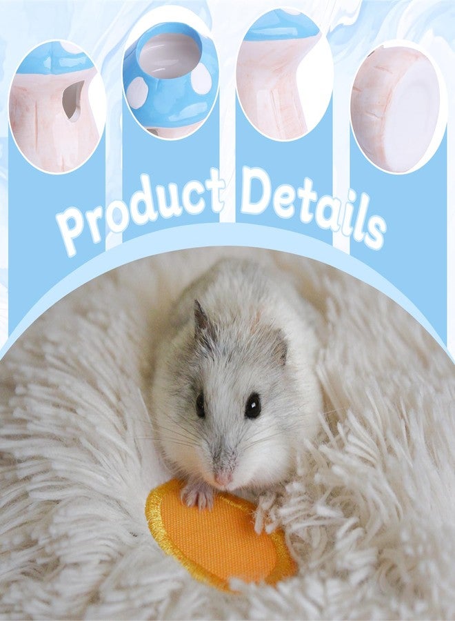 Saim Hamster Water Bottle with Mushroom Ceramic Stand - Automatic Water Dispenser for Small Animals,Chew Proof Gerbil Water Dispenser for Dwarf Syrian Hamster Mice Rat- Non-Drip Holder (Blue, 60ml) - Image 3