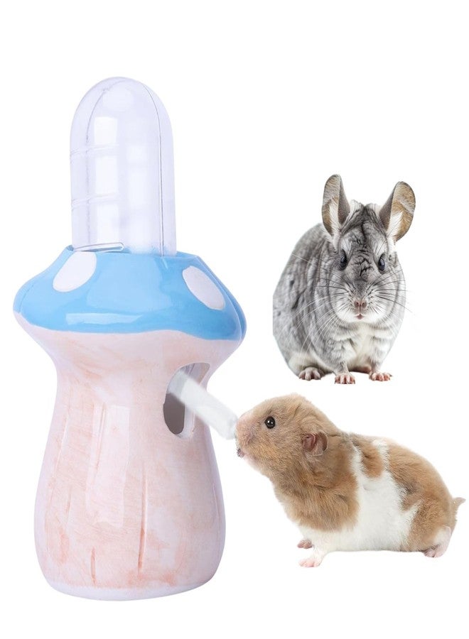 Saim Hamster Water Bottle with Mushroom Ceramic Stand - Automatic Water Dispenser for Small Animals,Chew Proof Gerbil Water Dispenser for Dwarf Syrian Hamster Mice Rat- Non-Drip Holder (Blue, 60ml) - Image 1