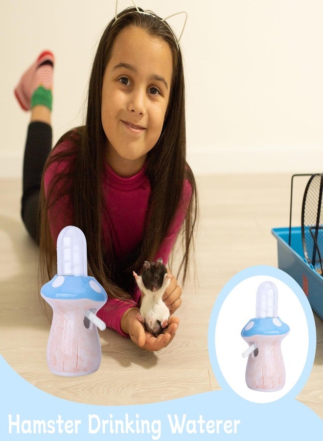 Saim Hamster Water Bottle with Mushroom Ceramic Stand - Automatic Water Dispenser for Small Animals,Chew Proof Gerbil Water Dispenser for Dwarf Syrian Hamster Mice Rat- Non-Drip Holder (Blue, 60ml) - Image 5