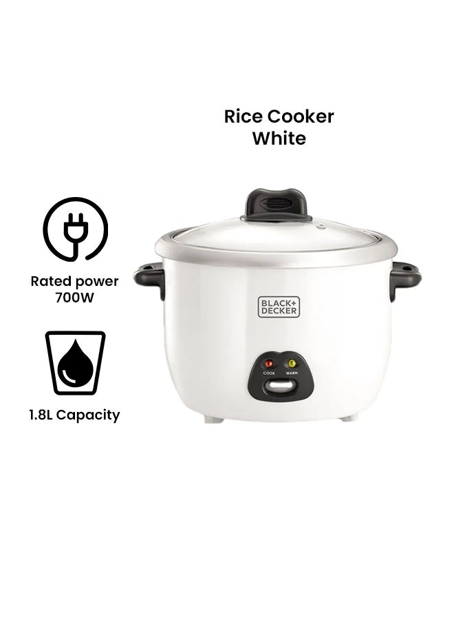 BLACK+DECKER Rice Cooker, 10-Cup, 588-700W, Nonstick Bowl, Auto Warm, Quick Meals, Perfect Rice Every Time, Practical and Convenient, Ideal for Families and Dorms, 1.8 L 700 W RC1850-B5 White - Image 2