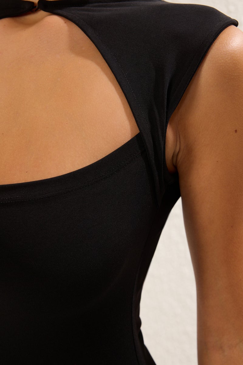 trendyol Black Fitted Knitted Midi Dress - Image 4
