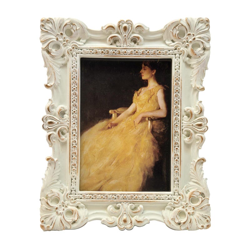 CISOO 2.5x3.5 Vintage Small Picture Frame  Antique Ornate White anad Gold Wallet Size Photo Frame  for Table Top and Wall Display  Decorative Floral Design Retro Home Decor  Photo Gallery Art - Image 1