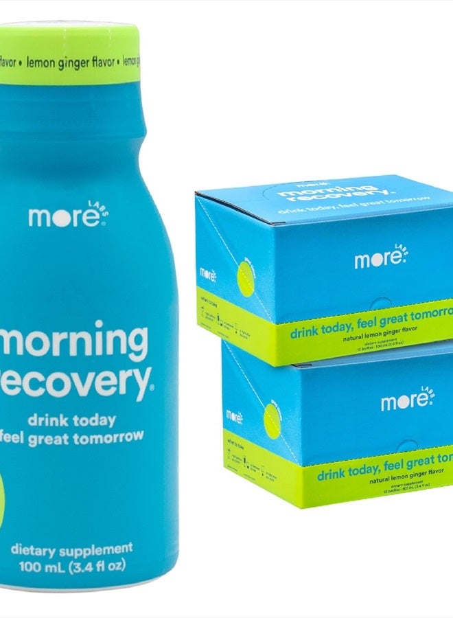 More Labs Morning Recovery Electrolyte, Milk Thistle Drink Proprietary Formulation to Hydrate While Drinking for Morning Recovery, Highly Soluble Liquid DHM, Lemon Ginger, Pack of 24 - Image 1