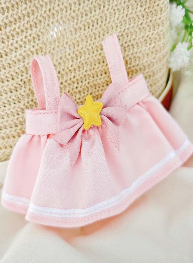 Jemant Pink Doll Clothes Set for 17cm Dolls Bow Headdress White Lace Dresses Yellow Star Milk Water Bottle Accessories Cute 17cm Doll Clothing Style Bundle Outfit Set (No Doll) - Image 4