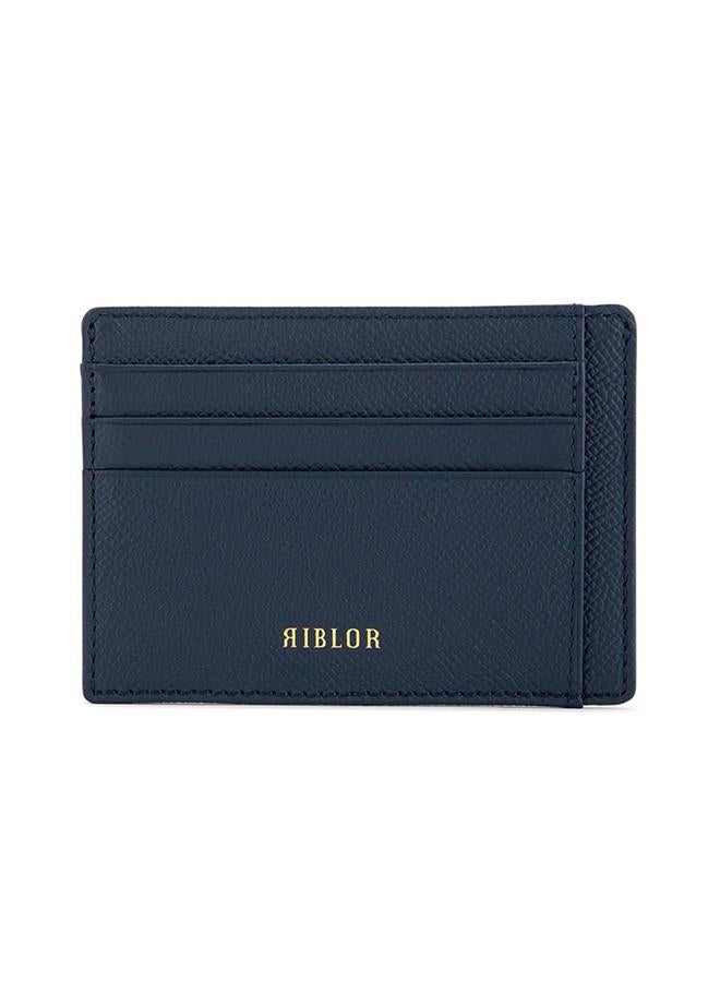 Riblor Salvio 6 Card Italian Leather Card Holder Navy Blue - Image 1
