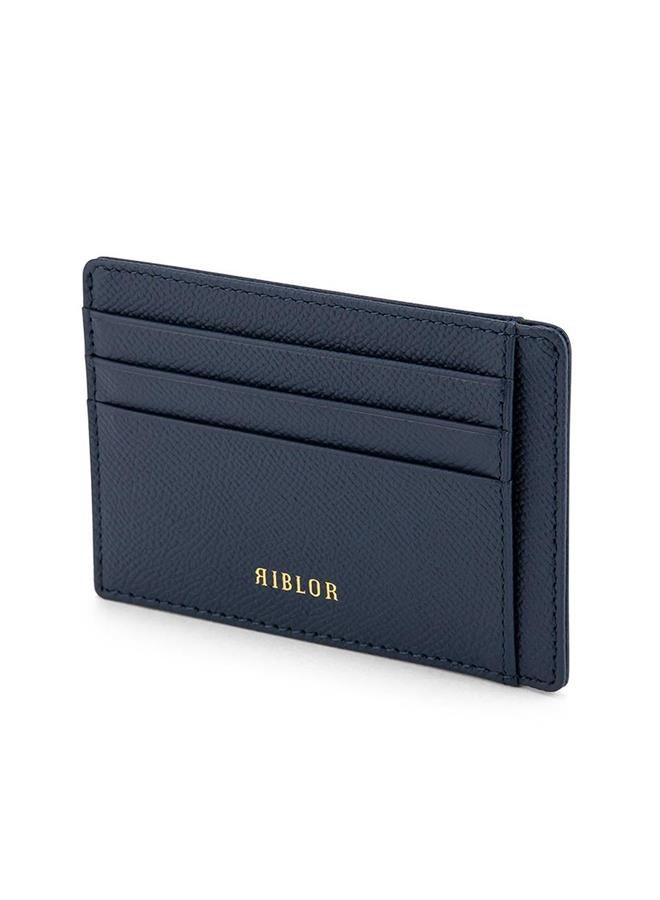 Riblor Salvio 6 Card Italian Leather Card Holder Navy Blue - Image 2