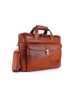 HAMMONDS FLYCATCHER HAMMONDS FLYCATCHER Genuine Leather Office Bag for Men, Laptop Bag for Men, Leather Bag for men for 15.6 Inch Laptop, Adjustable Strap, Multi Compartments, Trolley Strap, 1 Year Warranty - Tan  - Image 1