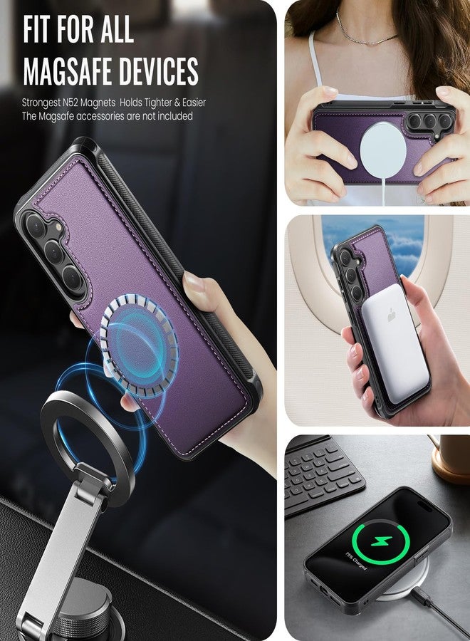 Usroom Detachable Wallet for Samsung Galaxy S25 Case, Purple - Image 2
