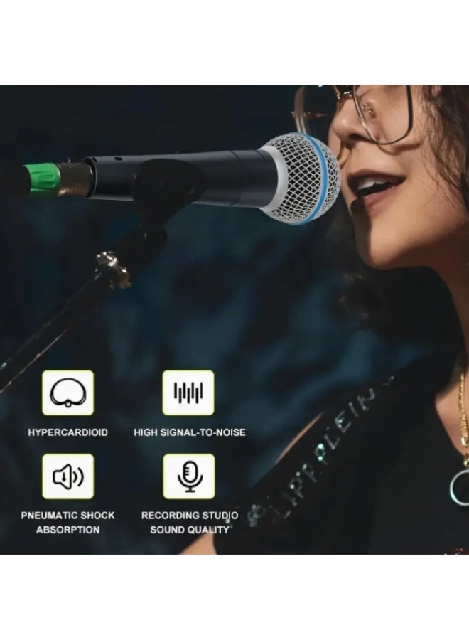 بيتا ميكروفون معدني محمول بمقبس 6.35 مم، مناسب للغناء على المسرح، والخطابات، والعروض، والبث المباشر للفيديو، وكاريوكي الحفلات، وتسجيل الاستوديو، وميكروفون صوتي معدّل الطاقة، وميكروفون محمول للغناء، ومعدات الكاريوكي، والعروض الصوتية، ومعدات البث المباشر، وميكروفون احترافي، وميكروفون بمقبس Snery - Image 4