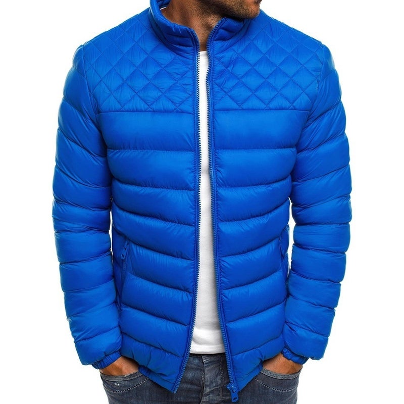 Cross-border Mens Collar Cotton-padded Coat Winter Thickened Warm Cotton-padded Coat Casual Sports Cardigan Cotton-padded Coat New in stock Red  - Image 2