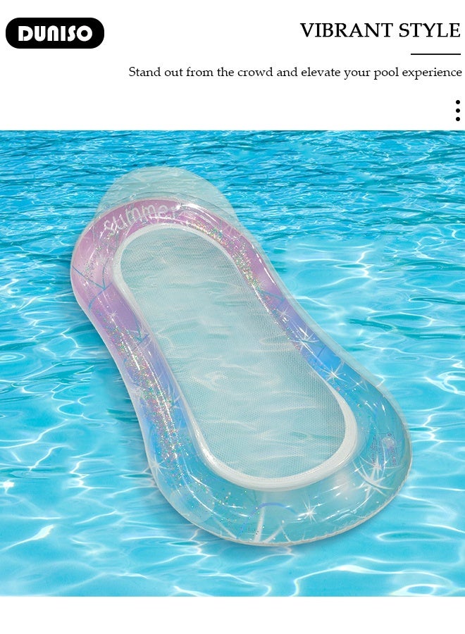 DUNISO Inflatable Pool Lounger and Raft Blue Floating Row Swimming Inflatable Pool Float for Adults Lounger Floats Rafts Floating Chair Pool Float Water Lounger Water Inflatable Bed Inflatable Rafts for Summer Pool,Tanning,Beach,Lake and Party  - Image 4