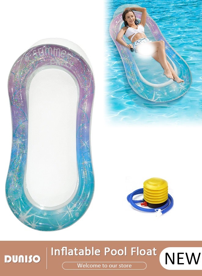 DUNISO Inflatable Pool Lounger and Raft Blue Floating Row Swimming Inflatable Pool Float for Adults Lounger Floats Rafts Floating Chair Pool Float Water Lounger Water Inflatable Bed Inflatable Rafts for Summer Pool,Tanning,Beach,Lake and Party  - Image 1