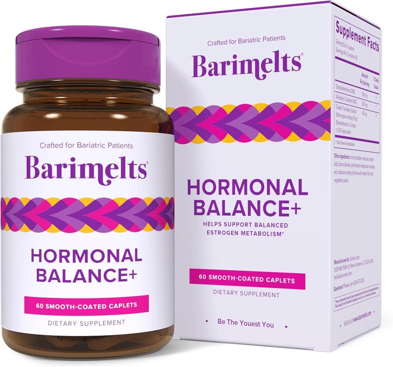 BariMelts Hormonal Balance for GLP1 Users and Bariatric Patients  DIM NAC  Chasteberry Supports Hormone Balance for Women  60 SmoothCoated Caplets 1Month Supply - Image 1
