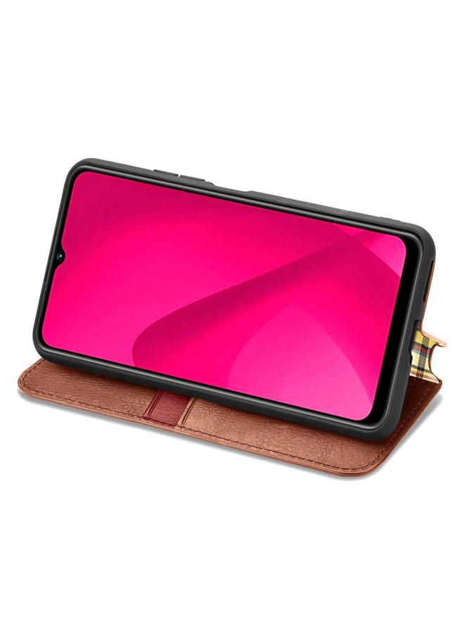 اس-توب جراب لهاتف Huawei Mate 70 Pro+ جراب هاتف جلدي مغناطيسي مضغوط بشبكة مكعبة - Image 4