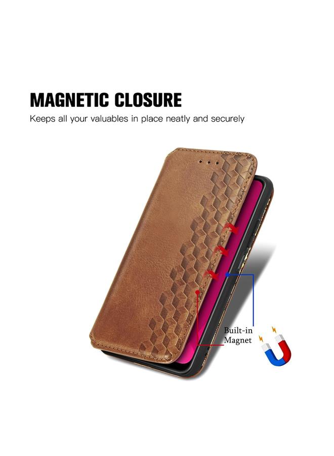 اس-توب جراب لهاتف Huawei Mate 70 Pro+ جراب هاتف جلدي مغناطيسي مضغوط بشبكة مكعبة - Image 5