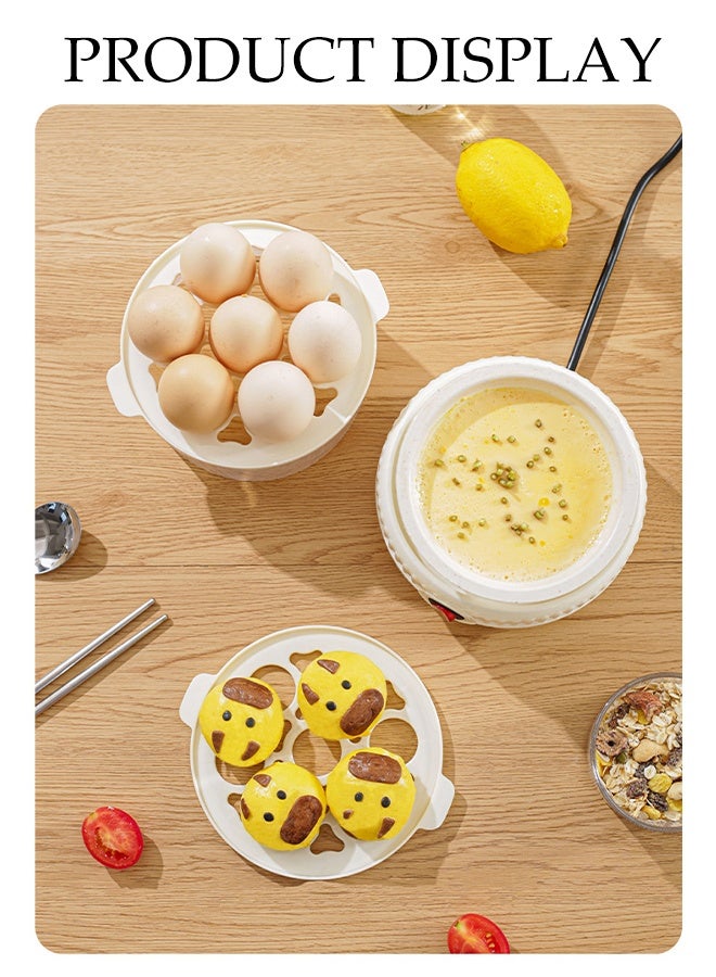 DUNISO Double-layer Electric Multi Egg Cooker Rapid Egg Cooker Boiler Food Steamer with 7-Egg Rack Dry Boil Protection Steamed Egg Automatically Closed for Steaming and Boiling Household Multifunctional Timer Egg poacher - Image 2