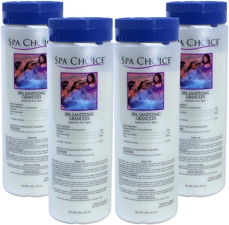 SpaChoice 2-Pounds 4-Pack Premium Spa Sanitizing Granules, Spa Chlorine Granules for Hot Tub, Made in USA - Image 1