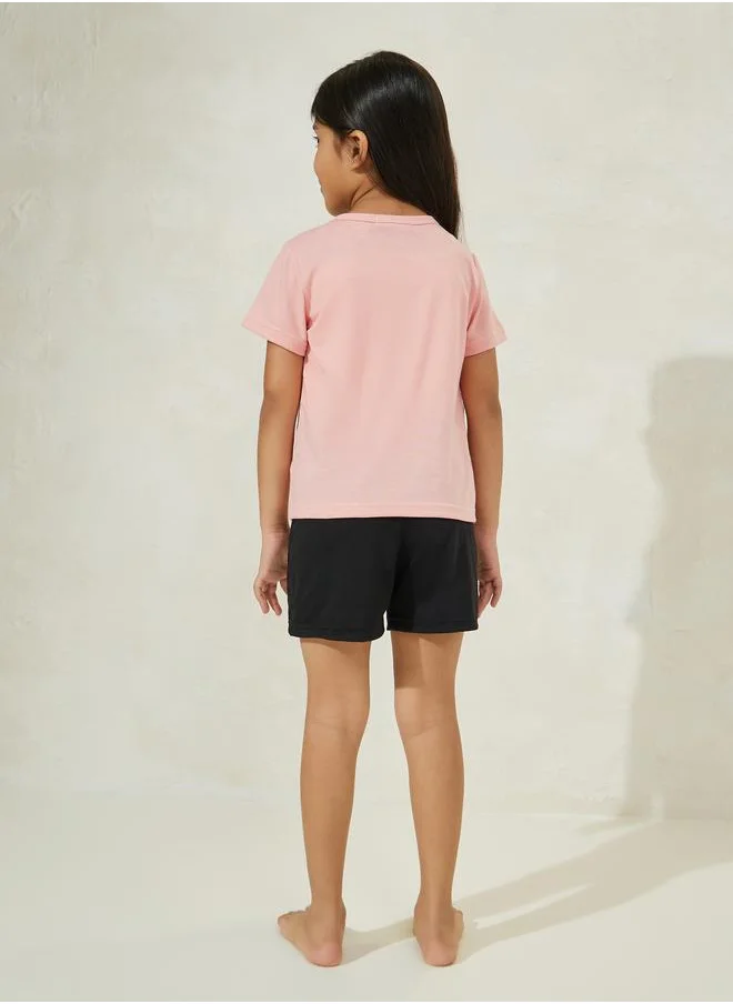Styli Smile Print T-Shirt & Shorts Set