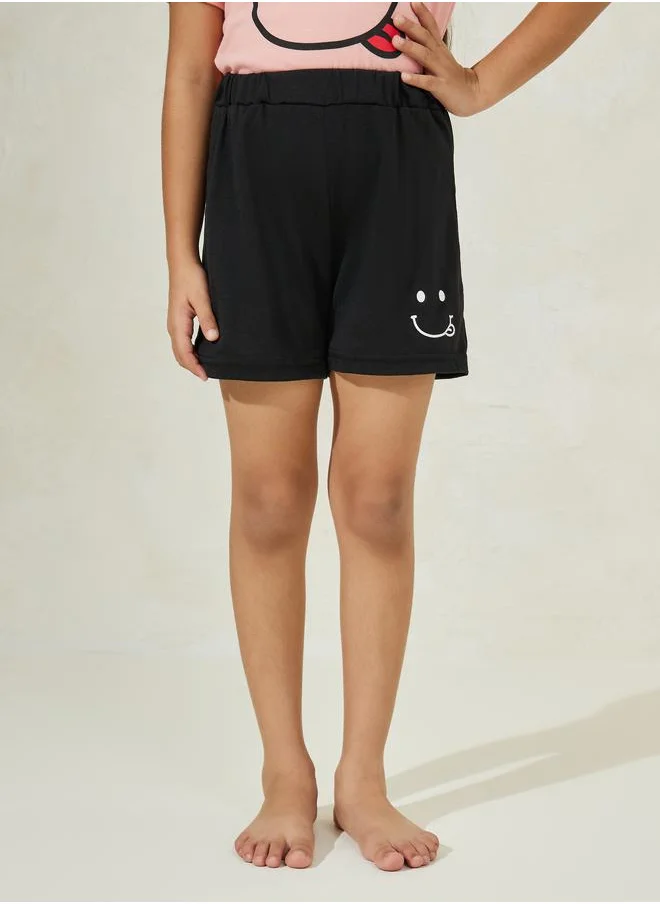 Styli Smile Print T-Shirt & Shorts Set