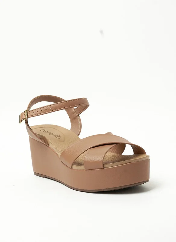 بيرا ريو Beira Rio Ladies Wedge Sandals Tan | Made In Brazil