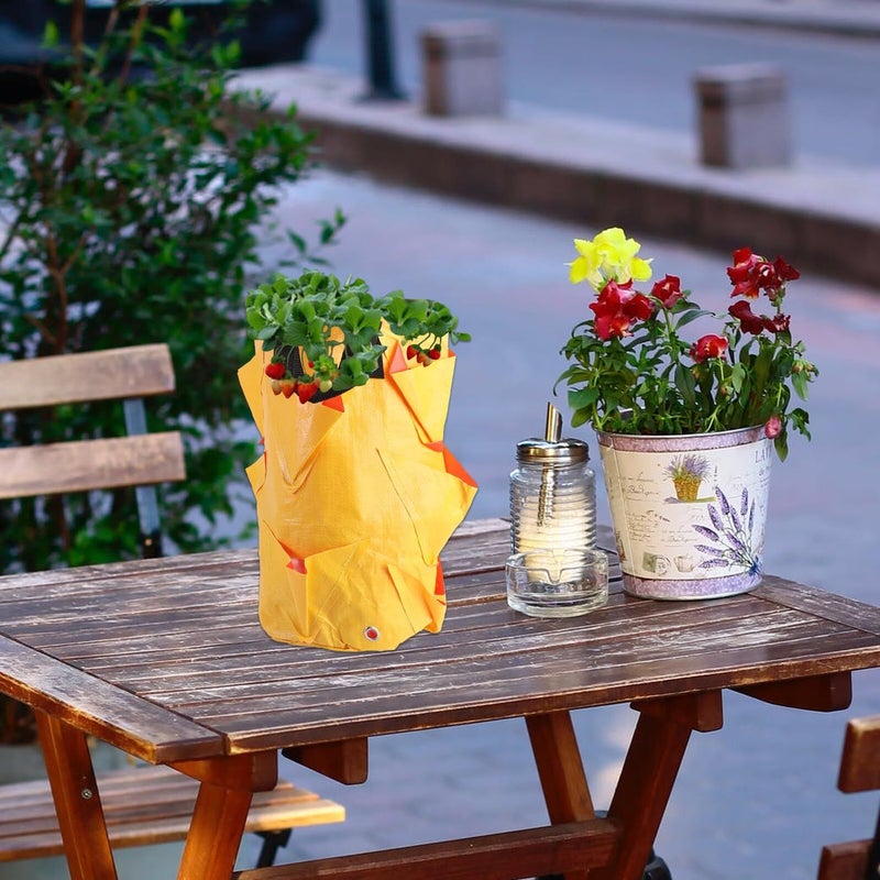 Hanging Strawberry Grow Bag 3 Gallon Yellow Multi Pocket Wall Mounted Planter - Image 5