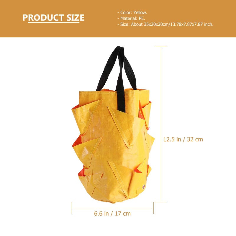 Hanging Strawberry Grow Bag 3 Gallon Yellow Multi Pocket Wall Mounted Planter - Image 3