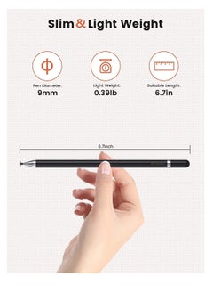 Facehub47 Universal Stylus Pen for Touch Screens  Compatible with iOS and Android devices iPad iPhone Laptop Samsung Phones and Tablets for Drawing and Handwriting BLACK  - Image 4