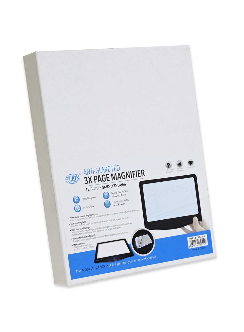 FIS 3X Page Magnifier with Anti-Glare LED -EYMG1815 - Image 1
