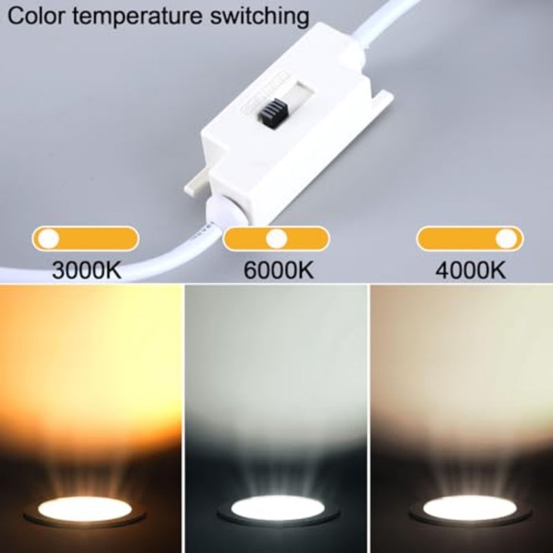 LED recessed ceiling lights for bathroom bedroom kitchen living room, aluminum white panel, 3CCT selectable 3000K/4000K/6000K,IP44 rated, 18W round downlight with 210mm cutout, non-dimmable - Image 5