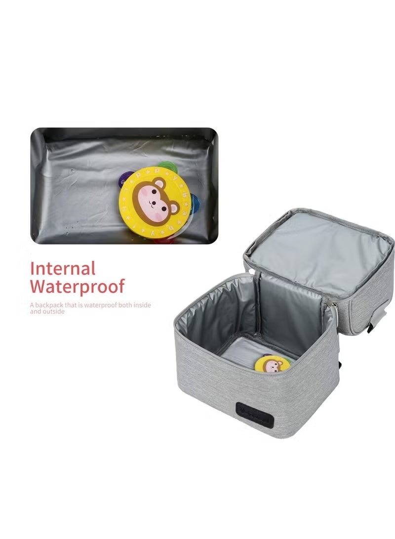 ميكسد حقيبة مضخة الثدي، حجرة تبريد لمضخة الثدي، حقيبة تبريد ومقاومة للرطوبة ذات طبقتين للأم ومضخة حليب الثدي وحقيبة غداء للعمل في الهواء الطلق، العبوة فقط (رمادي) - Image 4