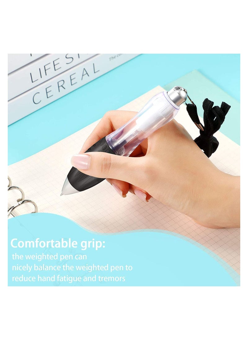 Y&D - 10 Pieces Big Fat Weighted Pens Retractable Ballpoint with Hanging Rope Large Wide Grip Ergonomic for Arthritis and Tremors (Red, Orange, Blue, Green, White) - Image 1
