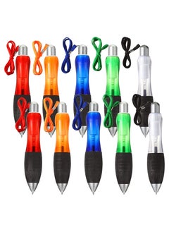 10 Pieces Big Fat Weighted Pens Retractable Ballpoint with Hanging Rope Large Wide Grip Ergonomic for Arthritis and Tremors (Red, Orange, Blue, Green, White)