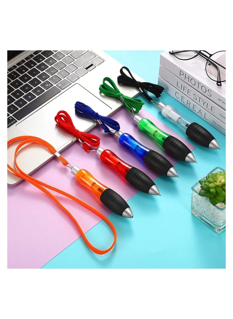 Y&D - 10 Pieces Big Fat Weighted Pens Retractable Ballpoint with Hanging Rope Large Wide Grip Ergonomic for Arthritis and Tremors (Red, Orange, Blue, Green, White) - Image 1