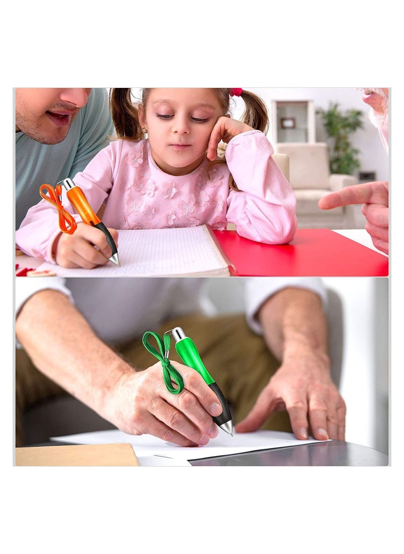 Y&D - 10 Pieces Big Fat Weighted Pens Retractable Ballpoint with Hanging Rope Large Wide Grip Ergonomic for Arthritis and Tremors (Red, Orange, Blue, Green, White) - Image 1