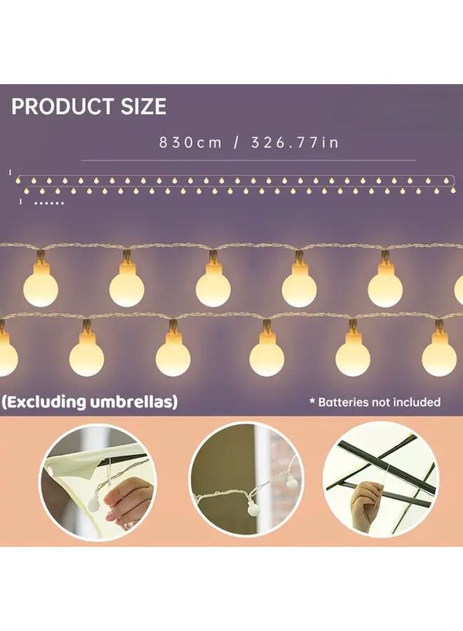Battery Operated Umbrella String Lights 56LED Warm White 8 Modes Outdoor Decor Light - Image 3