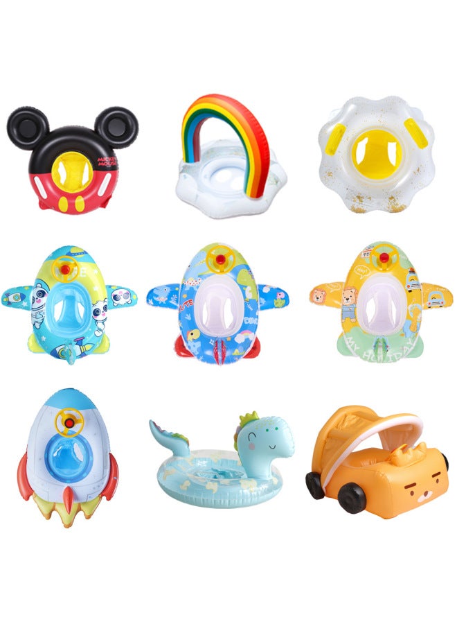 Generic Children's Swimring Seat Ring Sitting Anti-rollover Baby Infant Swimming Ring Inflatable Swimming Ring INS Cyber Red Seat Ring-Inside Diameter After Inflation:Sequin Wings Swan Pants Loop (suitable  - Image 4