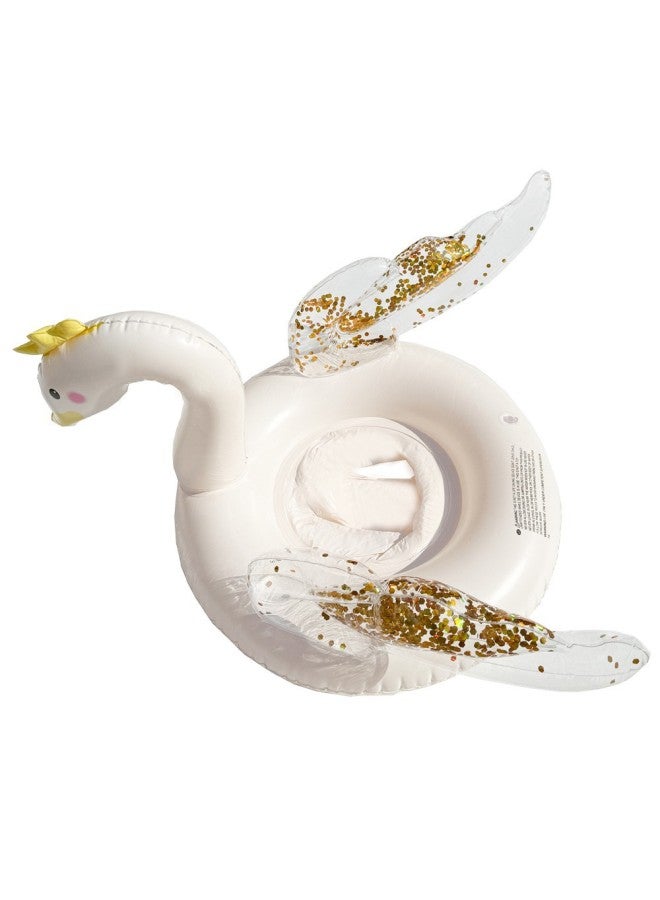 Generic Children's Swimring Seat Ring Sitting Anti-rollover Baby Infant Swimming Ring Inflatable Swimming Ring INS Cyber Red Seat Ring-Inside Diameter After Inflation:Sequin Wings Swan Pants Loop (suitable  - Image 1