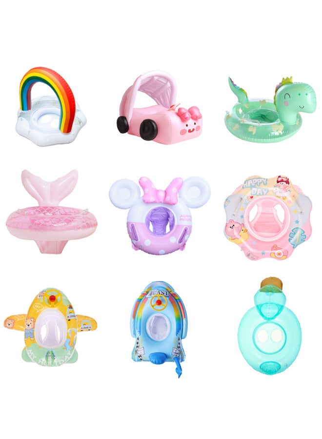 Generic Children's Swimring Seat Ring Sitting Anti-rollover Baby Infant Swimming Ring Inflatable Swimming Ring INS Cyber Red Seat Ring-Inside Diameter After Inflation:Sequin Wings Swan Pants Loop (suitable  - Image 5