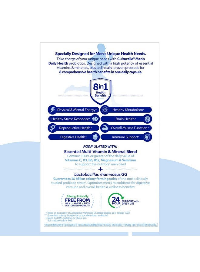 Culturelle Culturelle Daily Health 8-in-1 Probiotic and Multivitamin for Men - 30 Count - Naturally-Sourced Probiotics for Digestive Health & Immune Support, with Magnesium, Vitamin D3, Vitamin C, Vitamin B12  - Image 4