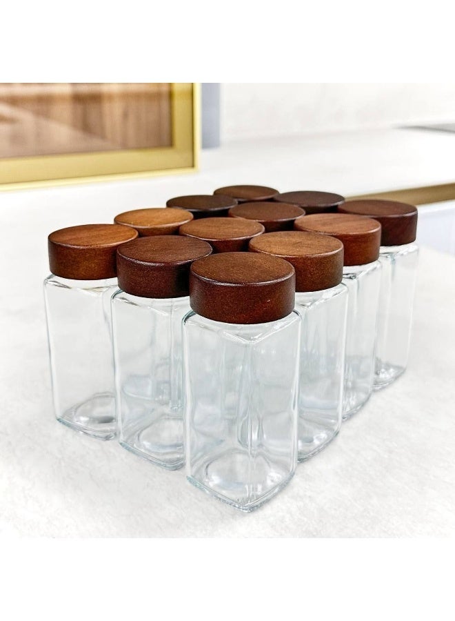 12-piece glass spice jar set with wooden lids - Image 1